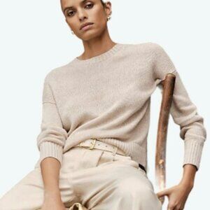 Madewell Linen Drop Shoulder Sweater Oat Crew‎ Neck Pullover Neutral XS